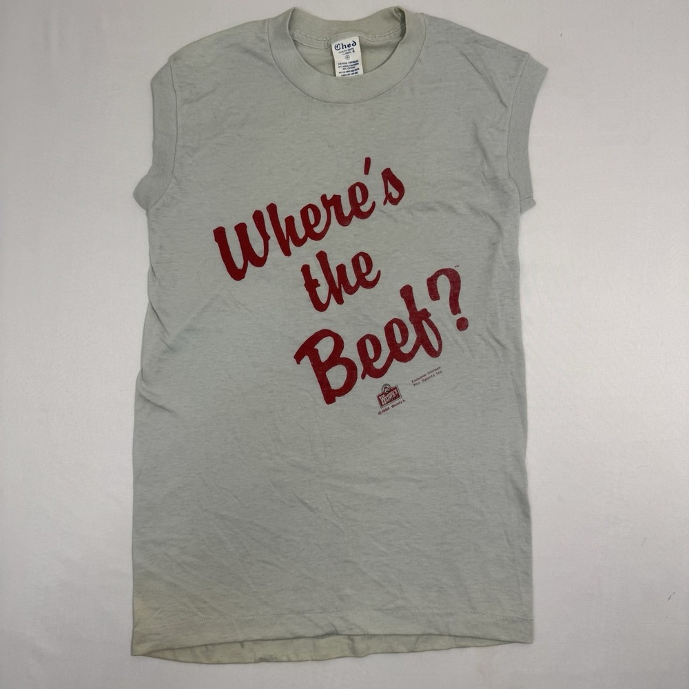Vintage 1984 Wendy's "Where's The Beef?" Promo Shirt Size M Rare Sleeveless